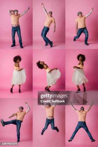 a wonderful dancing duet - vertical jump stock pictures, royalty-free photos & images