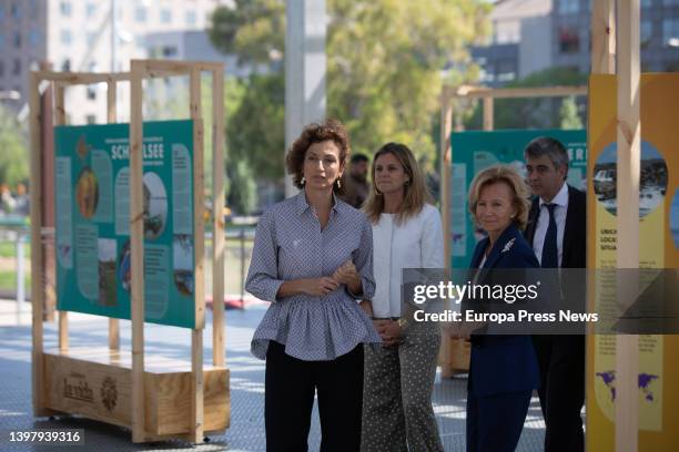 Unesco Director-General Audrey Azoulay and Abertis Foundation President Elena Salgado on their arrival at the opening of the 'Celebrating Life'...