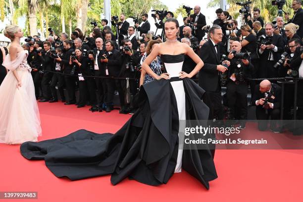 Josephine Skriver attends the screening of "Top Gun: Maverick" during the 75th annual Cannes film festival at Palais des Festivals on May 18, 2022 in...