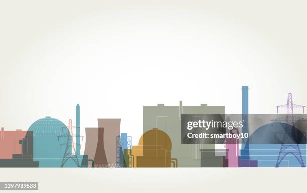 nuclear power stations - nuclear fission stock illustrations