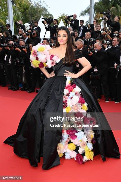 Aishwarya Rai Bachchan attends the screening of "Top Gun: Maverick" during the 75th annual Cannes film festival at Palais des Festivals on May 18,...