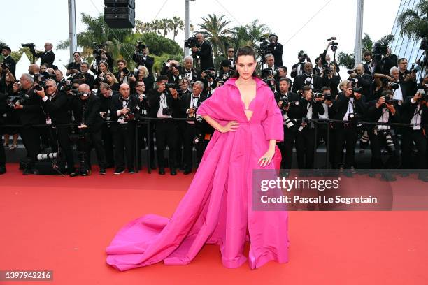 Katherine Langford attends the screening of "Top Gun: Maverick" during the 75th annual Cannes film festival at Palais des Festivals on May 18, 2022...