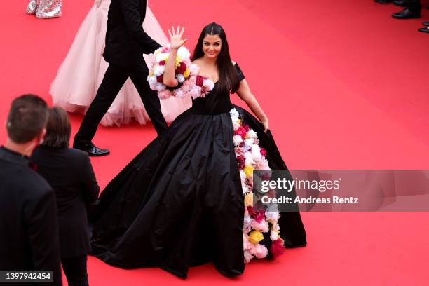 Aishwarya Rai Bachchan attends the screening of "Top Gun: Maverick" during the 75th annual Cannes film festival at Palais des Festivals on May 18,...