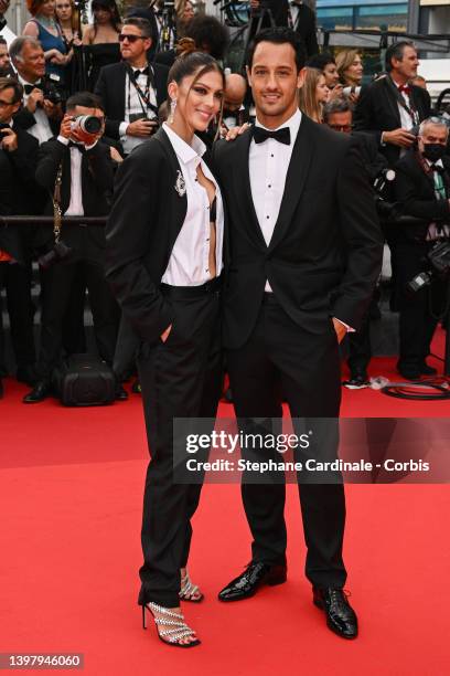 Iris Mittenaere and Diego El Glaoui attend the screening of "Top Gun: Maverick" during the 75th annual Cannes film festival at Palais des Festivals...