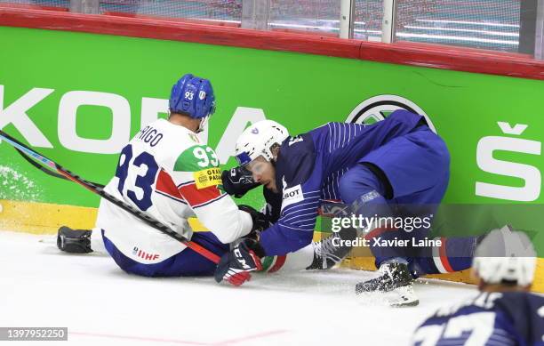 Charles Bertrand of Team France in action during the 2022 IIHF Ice Hockey World Championship Group A match between France and Italy at the Helsinki...