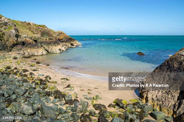 beautiful coastal views from porth dinllaen, morfa nefyn, north wales - outcrop stock pictures, royalty-free photos & images
