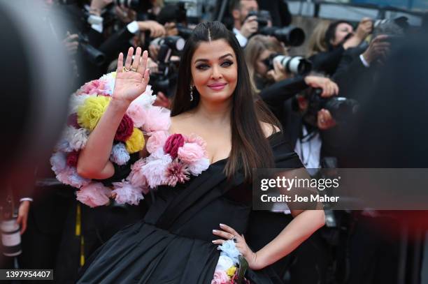 Aishwarya Rai Bachchan attends the screening of "Top Gun: Maverick" during the 75th annual Cannes film festival at Palais des Festivals on May 18,...