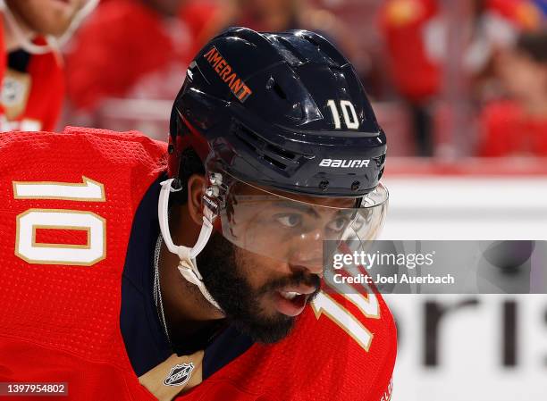 Anthony Duclair of the Florida Panthers xprepares for a face-off against the Tampa Bay Lightning in Game One of the Second Round of the 2022 NHL...