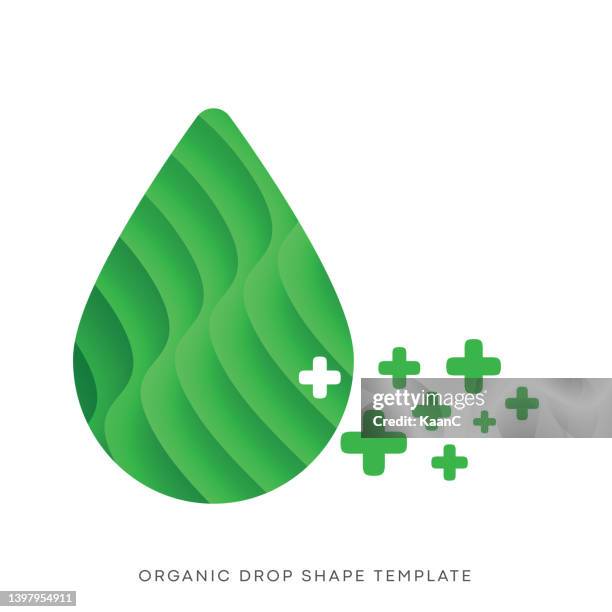 Organic Drop Shape Template Abstract Green Color Drop Shape Vector ...