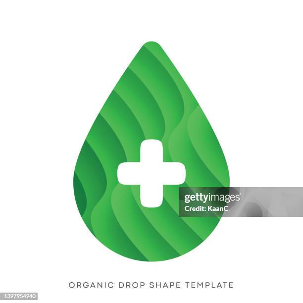 organic drop shape template. abstract green color drop shape vector stock illustration - healthcare plus stock illustrations