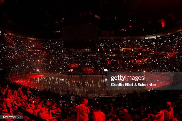 The fans are ready for the Florida Panthers to take on the Tampa Bay Lightning in Game One of the Second Round of the 2022 Stanley Cup Playoffs at...