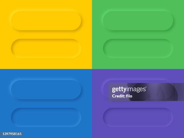 neumorphism pressed and unpressed buttons - 3 d button stock illustrations