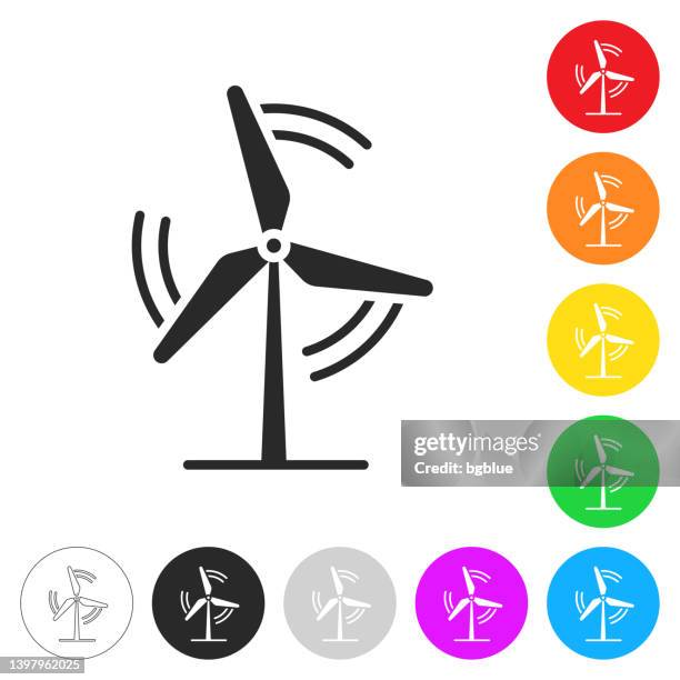 wind turbine. icon on colorful buttons - windmill isolated stock illustrations