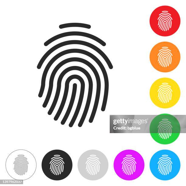 stockillustraties, clipart, cartoons en iconen met fingerprint. icon on colorful buttons - vingerafdruk