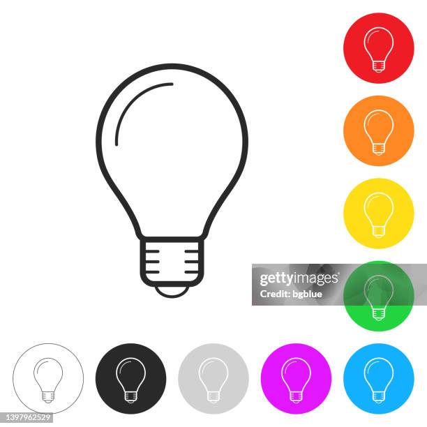 stockillustraties, clipart, cartoons en iconen met light bulb. icon on colorful buttons - led lampje
