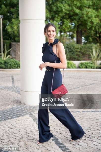 Nina Dobrev is seen during the 75th annual Cannes film festival at on May 18, 2022 in Cannes, France.