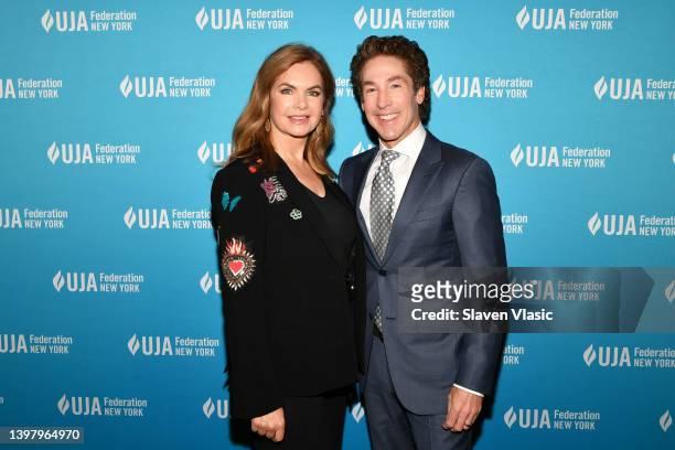 Pastors Victoria Osteen and Joel Osteen attend UJA-Federation's 2022 Music Visionary Of The Year Award Luncheon at The Pierre Hotel on May 18, 2022...