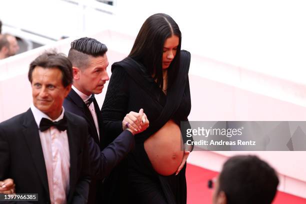 Adriana Lima and Andre Lemmers attend the screening of "Top Gun: Maverick" during the 75th annual Cannes film festival at Palais des Festivals on May...