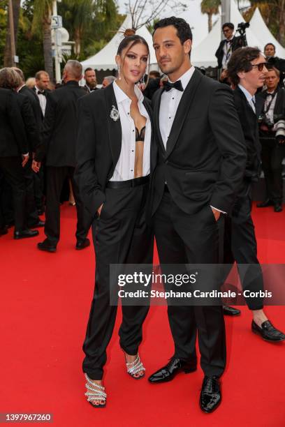 Iris Mittenaere and Diego El Glaoui attend the screening of "Top Gun: Maverick" during the 75th annual Cannes film festival at Palais des Festivals...