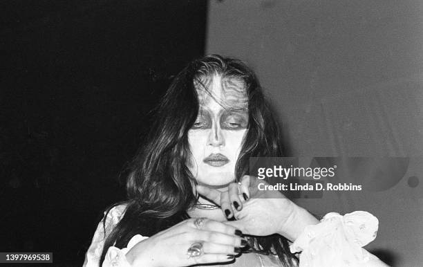 Stacia of Hawkwind performs with the group in New York, April 1974.
