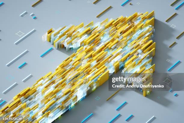 abstract cubic shapes connected into arrow sign - economic opportunity stock pictures, royalty-free photos & images