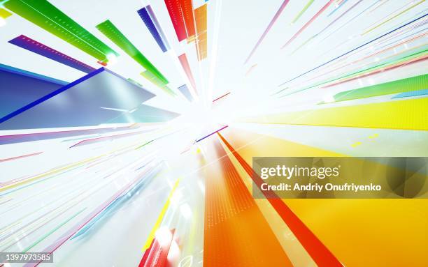 abstract multi colored striped ramp moving up - road graphics stock pictures, royalty-free photos & images