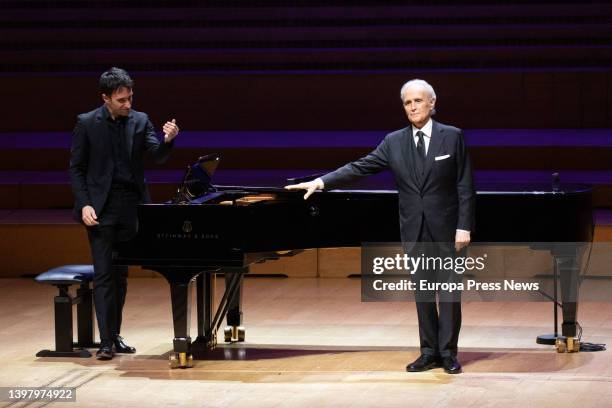 Pianist Josep Buforn and singer Josep Carreras during the Fundacio Montserrat Caballe benefit concert at the Barcelona Auditorium on May 18 in...