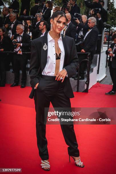 Iris Mittenaere attends the screening of "Top Gun: Maverick" during the 75th annual Cannes film festival at Palais des Festivals on May 18, 2022 in...