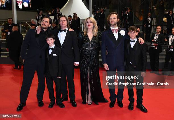 Luca Marinelli, Lupo Barbiero, Felix van Groeningen, Charlotte Vandermeersch , Alessandro Borghi and Cristiano Sassella attend the screening of "The...