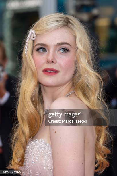 Actress Elle Fanning attends the screening of "Top Gun: Maverick" during the 75th annual Cannes film festival at Palais des Festivals on May 18, 2022...