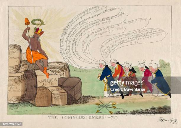 The Commissioners. April 1, 1778. Satirical cartoon by Matthew Darly. This satire represents five British commissioners nominated to negotiate peace...
