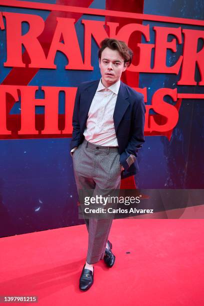 Actor Charlie Heaton attends the 'Stranger Things' season 4 premiere at the Callao Cinema on May 18, 2022 in Madrid, Spain.