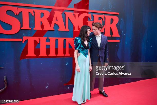 Actors Natalia Dyer and Charlie Heaton attend the 'Stranger Things' season 4 premiere at the Callao Cinema on May 18, 2022 in Madrid, Spain.