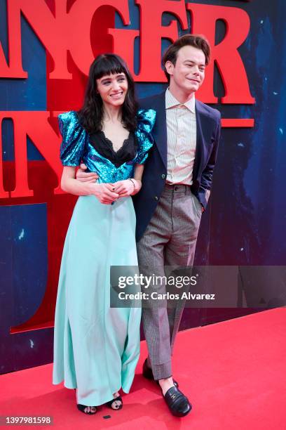 Actors Natalia Dyer and Charlie Heaton attend the 'Stranger Things' season 4 premiere at the Callao Cinema on May 18, 2022 in Madrid, Spain.