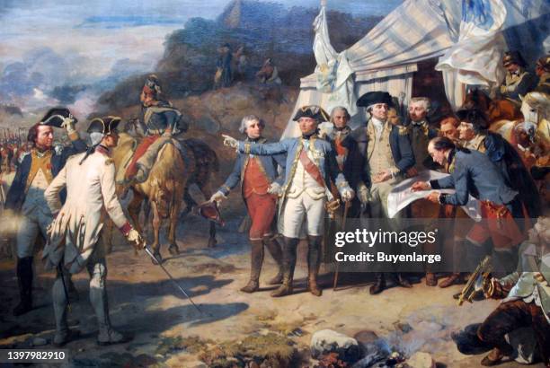 Siege of Yorktown. General Rochambeau and general Washington give last orders before an attack, October 1781. Auguste Couder . Artist Auguste Couder,...