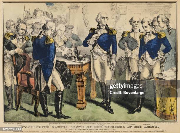 Washington Taking Leave of the Officers of His Army–at Francis's Tavern, Broad Street, New York, December 4th, 1783–"With a heart full of love and...