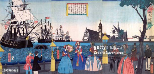 English Port. Utagawa Yoshitora was a designer of ukiyo-e Japanese woodblock prints and an illustrator of books and newspapers who was active from...