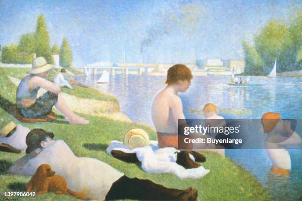 Bathing at Asnieres. Georges-Pierre Seurat was a French post-Impressionist painter and draftsman. He is noted for his innovative use of drawing media...