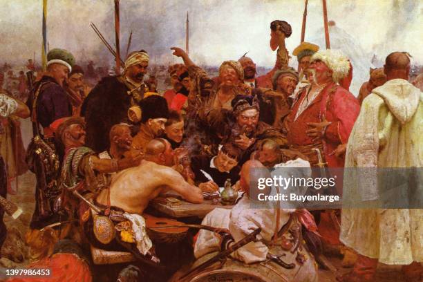 Reply of the Zaporozhian Cossacks to Sultan Mehmed IV of the Ottoman Empire, also known as Cossacks of Saporog Are Drafting a Manifesto. The 2.03 m...