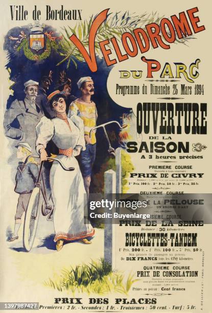 Ville De Bordeaux Velodrome Du Parc. Programme du Dimanche 25 Mars 1894’ Lithographic poster printed by: A. Bellier & Co., Paris – Bordeaux. Artist:...