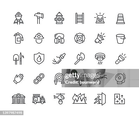 Fire Department Line Icons Editable Stroke Fire Department Line Icons Editable Stroke