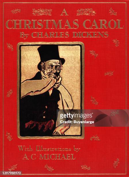 Cover art of the 1911 edition of the classic holiday by Charles Dickens illustrated by A.C. Michael. Artist A.C. Michael, 1911