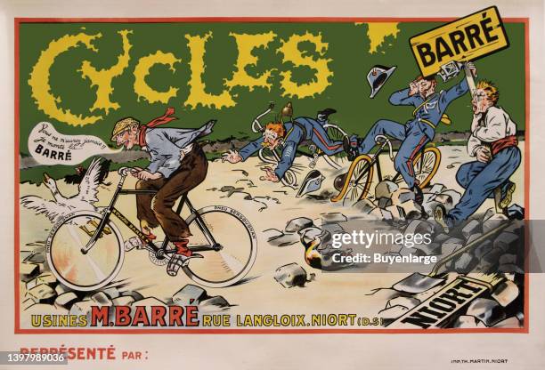 ‘Cycles Barré Isines M.Barré rue Langloix. Niort ’ Lithographic poster printed by: Th. Martin – Niort. Artist: Anonymous. Dated: c. 1910. Artist...