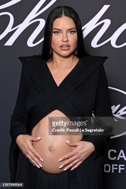 Adriana Lima attends the Chopard "Gentleman's Evening" during the 75th annual Cannes film festival at Rooftop Hotel Martinez on May 18, 2022 in...