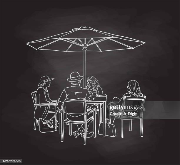 summervacationpatiotable - sun hat white background stock illustrations