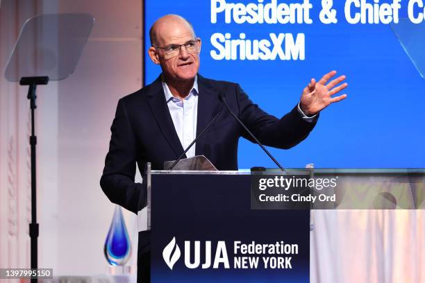 Scott Greenstein speaks onstage at the UJA-Federation of New York's 2022 Music Visionary of the Year Award luncheon honoring Scott Greenstein,...