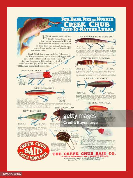 Magazine full page ad for the Creek Chub Bait company of Garrett, Indiana. From 1916 to 1989. They produced some of the best lures in the US. Artist...