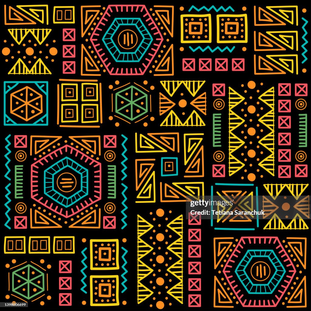 Horizontal Mayan Pattern Mayan Patchwork Seamless Pattern Bright Multicolor Background High-Res ...