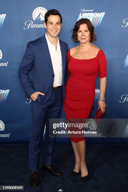 Skylar Astin and Marcia Gay Harden attend the 2022 Paramount Upfront at 666 Madison Avenue on May 18, 2022 in New York City.