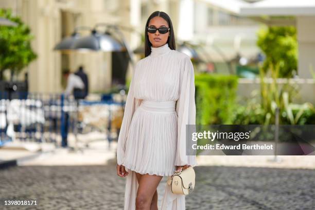 Cindy Bruna is seen during the 75th annual Cannes film festival at on May 18, 2022 in Cannes, France.